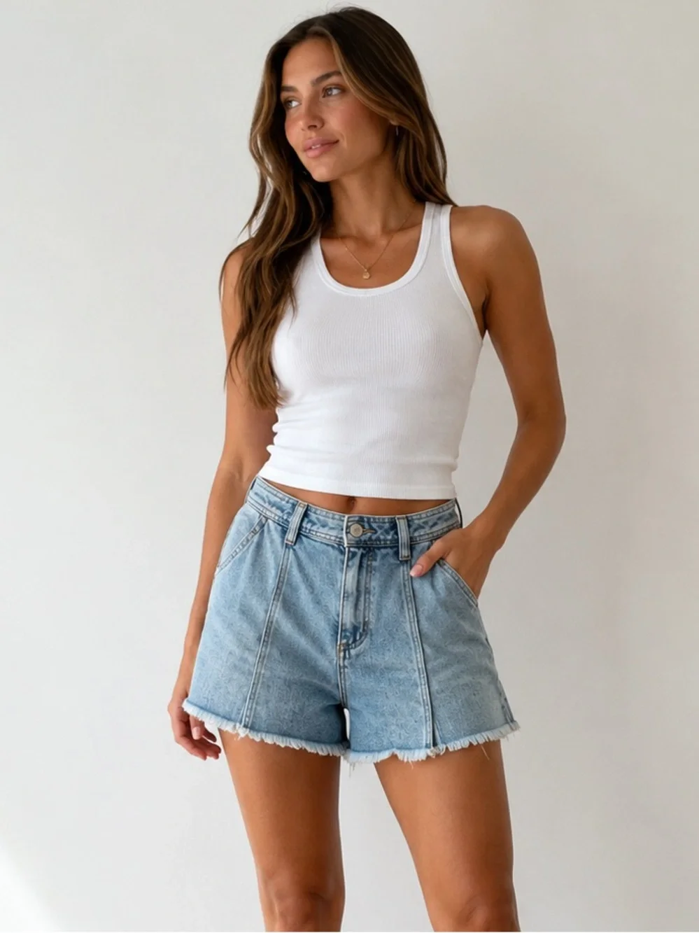 We The Free Twenty Nine Denim Shorts 29 Light Wash Raw Hem High Rise
